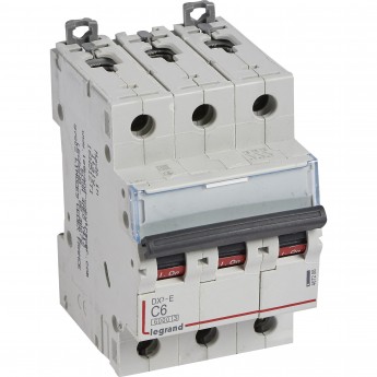 Автоматический выключатель LEGRAND DX³-E 6000 6 кА тип C 3П 230/400 В 6А 3 модуля белый Автоматический выключатель LEGRAND DX³-E 6000 6 кА тип C 3П 230/400 В 6А 3 модуля белый