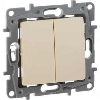 Выключатель LEGRAND Etika двухклавишный 10 A 250 В слоновая кость Выключатель LEGRAND Etika двухклавишный 10 A 250 В слоновая кость