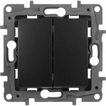 Выключатель LEGRAND Etika двухклавишный автоматические клеммы 10 AX 250 В антрацит Выключатель LEGRAND Etika двухклавишный автоматические клеммы 10 AX 250 В антрацит
