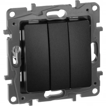 Выключатель LEGRAND Etika Plus трехклавишный 10 A 250 В антрацит Выключатель LEGRAND Etika Plus трехклавишный 10 A 250 В антрацит