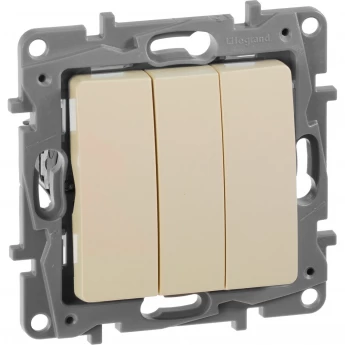 Выключатель LEGRAND Etika Plus трехклавишный 10 A 250 В слоновая кость Выключатель LEGRAND Etika Plus трехклавишный 10 A 250 В слоновая кость