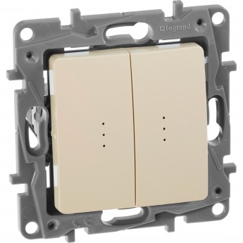Выключатель/переключатель LEGRAND Etika Plus двухклавишный с подсветкой 10 A 250 В слоновая кость Выключатель/переключатель LEGRAND Etika Plus двухклавишный с подсветкой 10 A 250 В слоновая кость