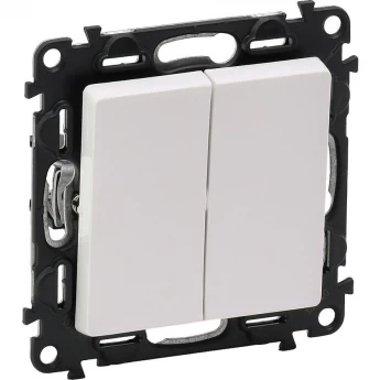 Переключатель LEGRAND Valena LIFE двухклавишный 10А 250В с лицевой панелью безвинтовые зажимы белый