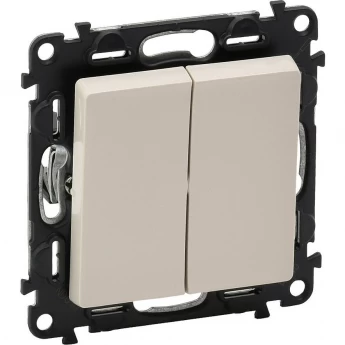 Переключатель LEGRAND Valena LIFE двухклавишный 10А 250В с лицевой панелью безвинтовые зажимы слоновая кость