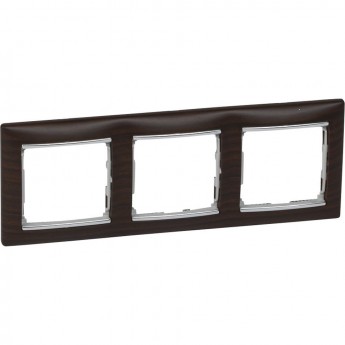 Рамка LEGRAND Valena 3 поста горизонтальный монтаж темное дерево/серебряный штрих Рамка LEGRAND Valena 3 поста горизонтальный монтаж темное дерево/серебряный штрих