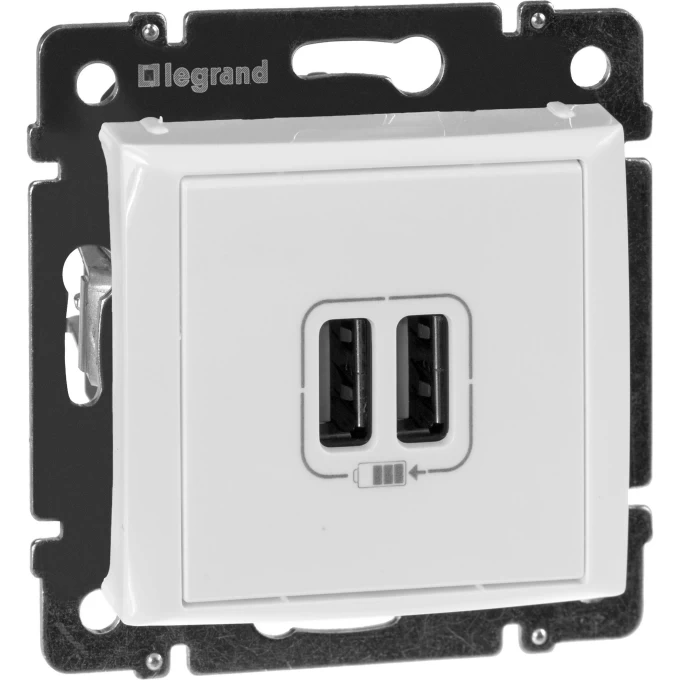 Зарядное устройство LEGRAND Valena с 2-мя коннекторами USB 1500 мА белый 770470 Зарядное устройство LEGRAND Valena с 2-мя коннекторами USB 1500 мА белый 770470