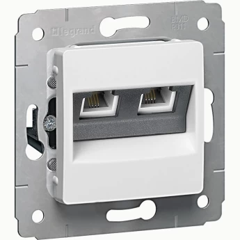 Телефонная розетка LEGRAND Cariva RJ11 4 контакта 2 выхода белый Телефонная розетка LEGRAND Cariva RJ11 4 контакта 2 выхода белый