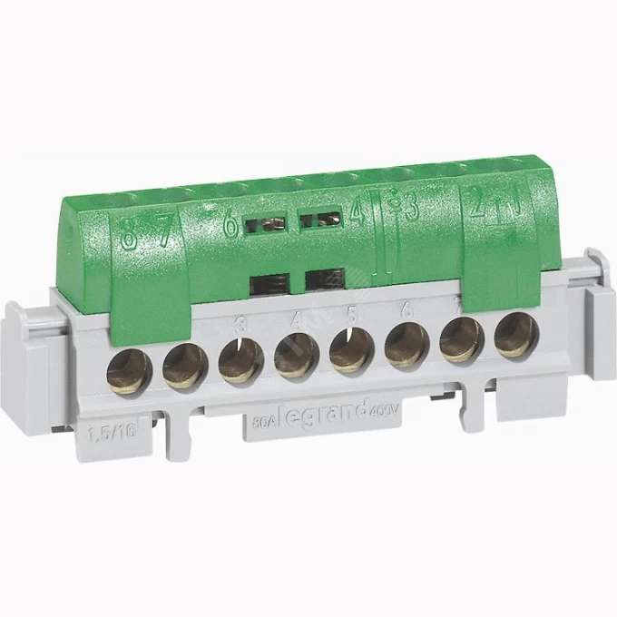 Клемма зеленая LEGRAND 1х6-25+16х1.5-16мм.кв 004835 Клемма зеленая LEGRAND 1х6-25+16х1.5-16мм.кв 004835