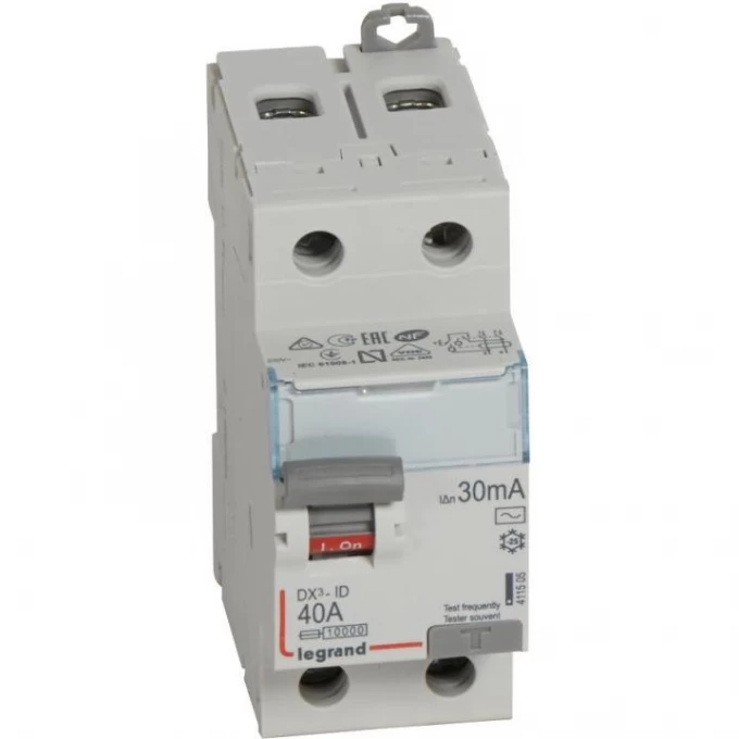 Выключатель дифференциального тока LEGRAND DX3 40А 2П тип AC 411505 Выключатель дифференциального тока LEGRAND DX3 40А 2П тип AC 411505