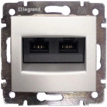 Информационная розетка LEGRAND Valena RJ45 категория 6 UTP 2 выхода на винтах алюминий
