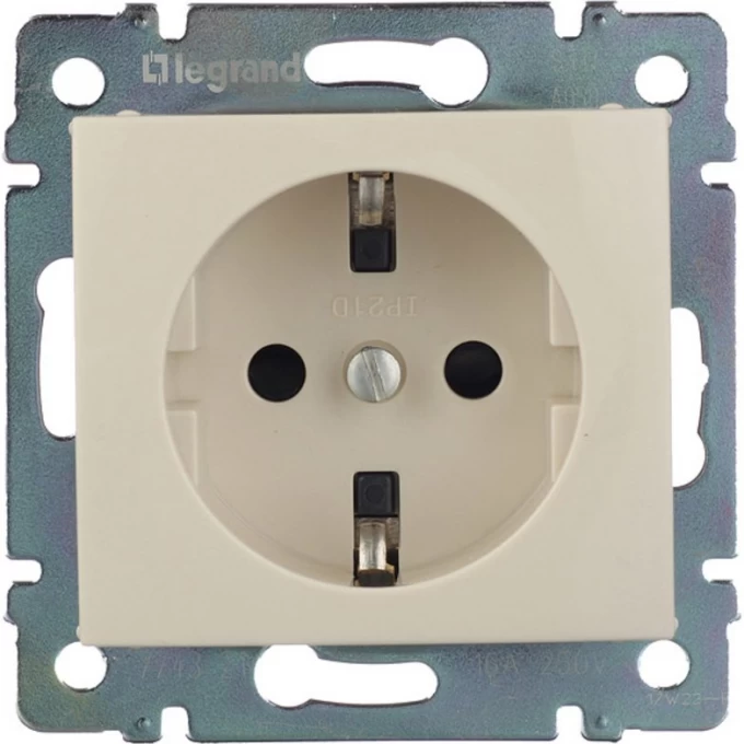 Розетка LEGRAND Valena 16А IP21 2P+E шторки слоновая кость 695613
