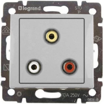 Тройная розетка LEGRAND RCA Valena алюминий Тройная розетка LEGRAND RCA Valena алюминий
